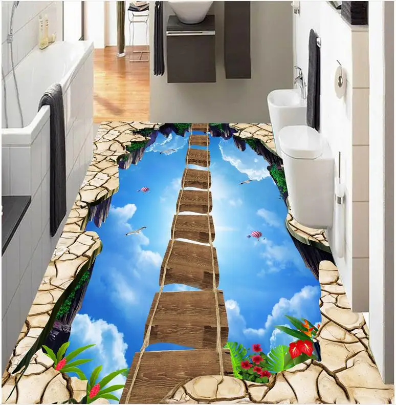 3D обои с рисунком пола самоклеящиеся из ПВХ для гостиной неба подвески