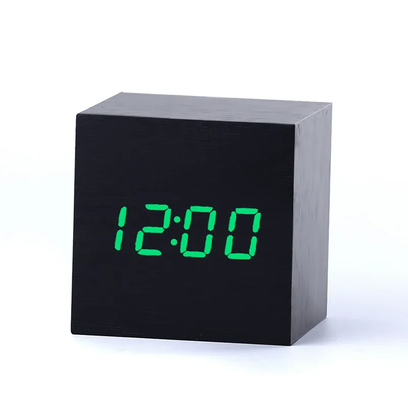 Reloj despertador Digital LED de bambú y madera para niños, despertador con...