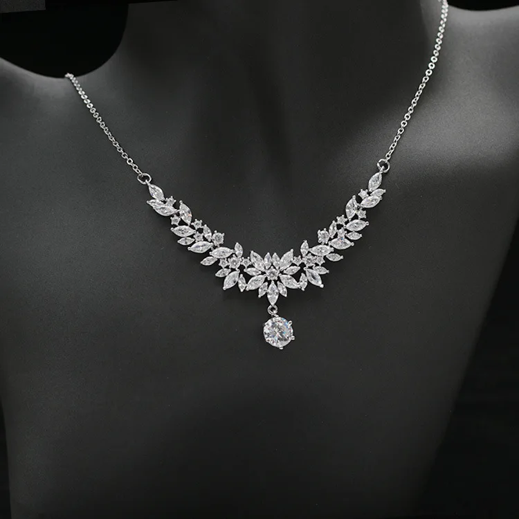 Набор украшений SLBRIDAL из меди и свадебные с кубическим цирконом Свадебный