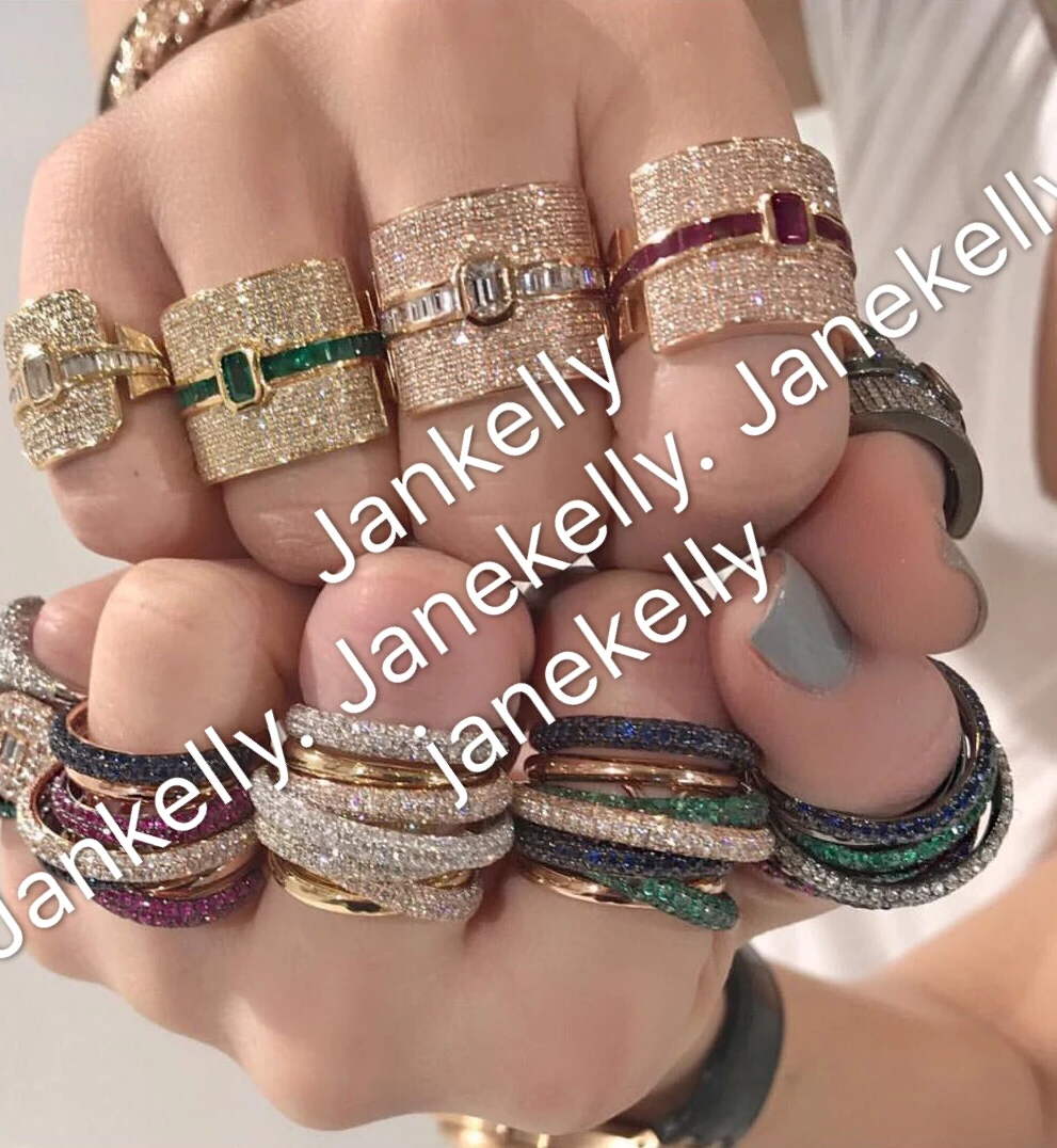 Jankelly Роскошные крест Геометрия кубического циркония Обручение Naija Свадебные кольца ювелирные изделия Anillo наркомании для Для женщин
