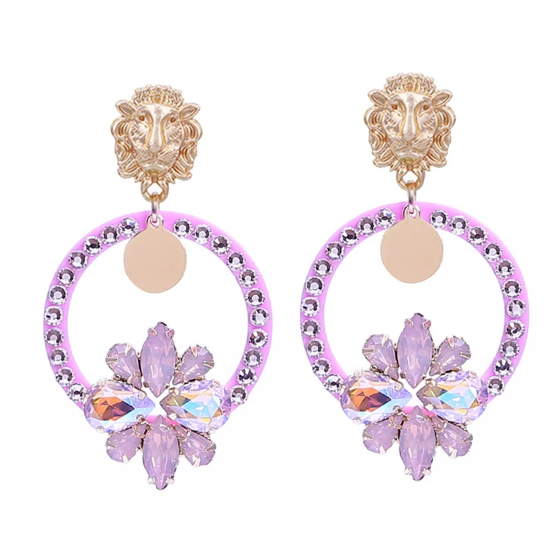 Pink Sehuoran beauty Oorbellen кристальная каменная капля серьги для женщин Brincos Смола Pendients Эффектные серьги Свадебные украшения - Окраска металла: Pink