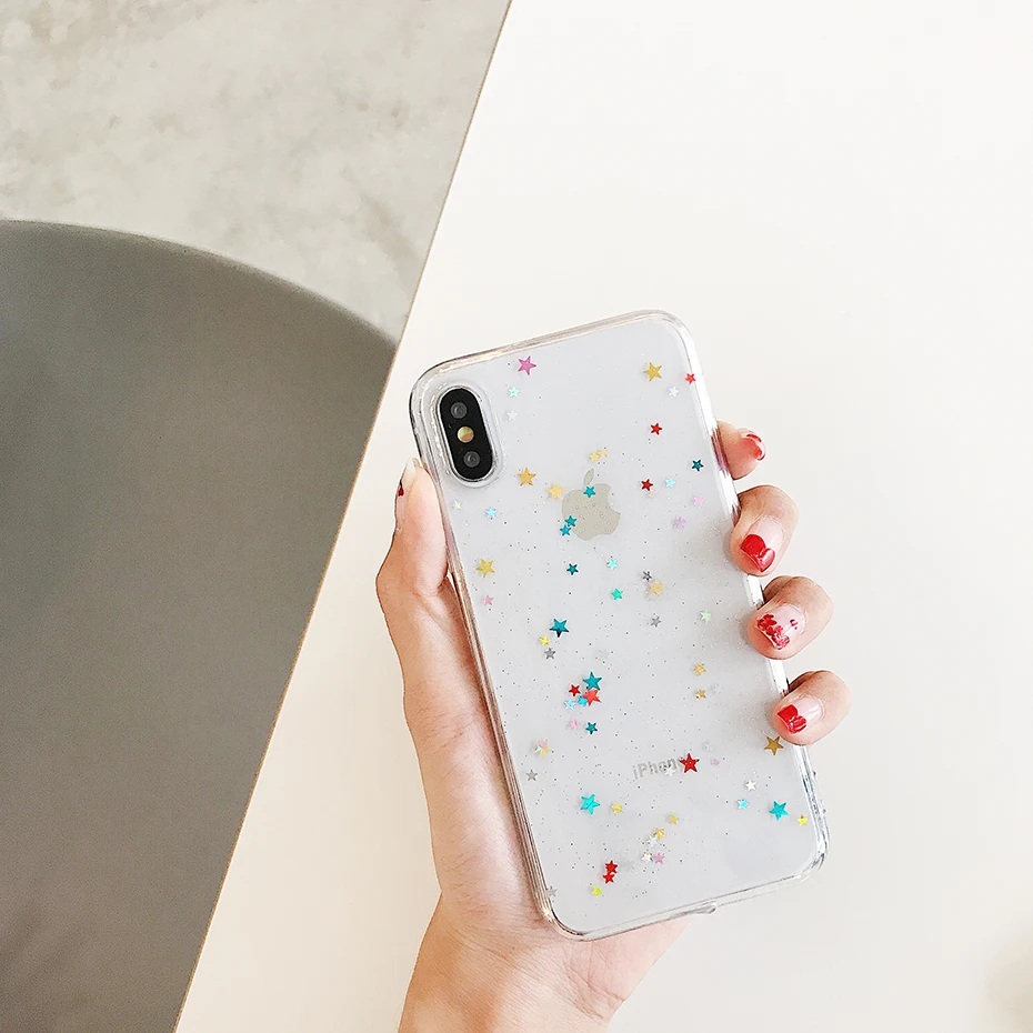Qianliyao для iphone 11 Pro Max XS чехол для Max XR Bling цветная звезда силиконовый прозрачный чехол блестящий чехол для iphone 6 6s 7 8 plus X чехол s
