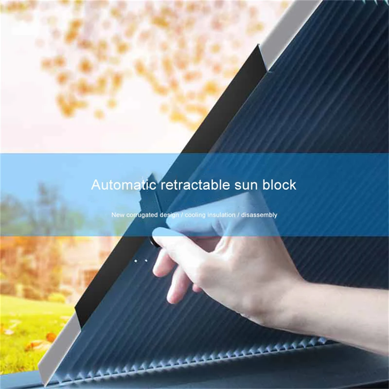 

Car Windshield Sun Visor Retractable Shading Front Curtain Car Sunshade Sunscreen Insulation Sunshade Automatic