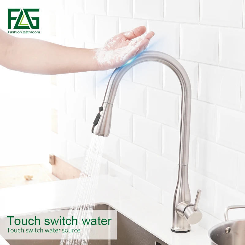 

FLG Smart Touch Kitchen Faucets Stainless Steel Touch Inductive Sensor Faucet Dual Outlet Water Modes Sink Mixer Tap CP1025-33N