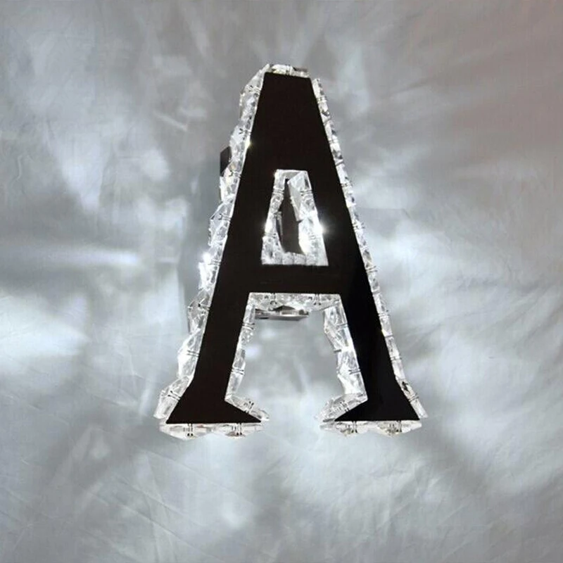 

Modern Creative Alphabet Metal Letter LED Crystal Sign Light Indoor Home Decor Bedroom Aisle Balcony Staircase Wall Lamp WL261