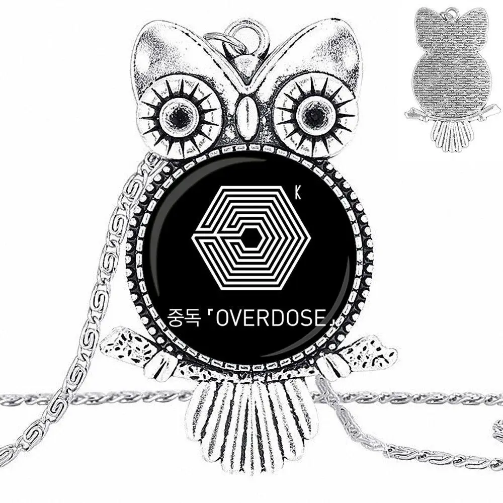 EJ Глянцевая модная звезда EXO бронзовый цвет стеклянный кабошон с кулоном в форме