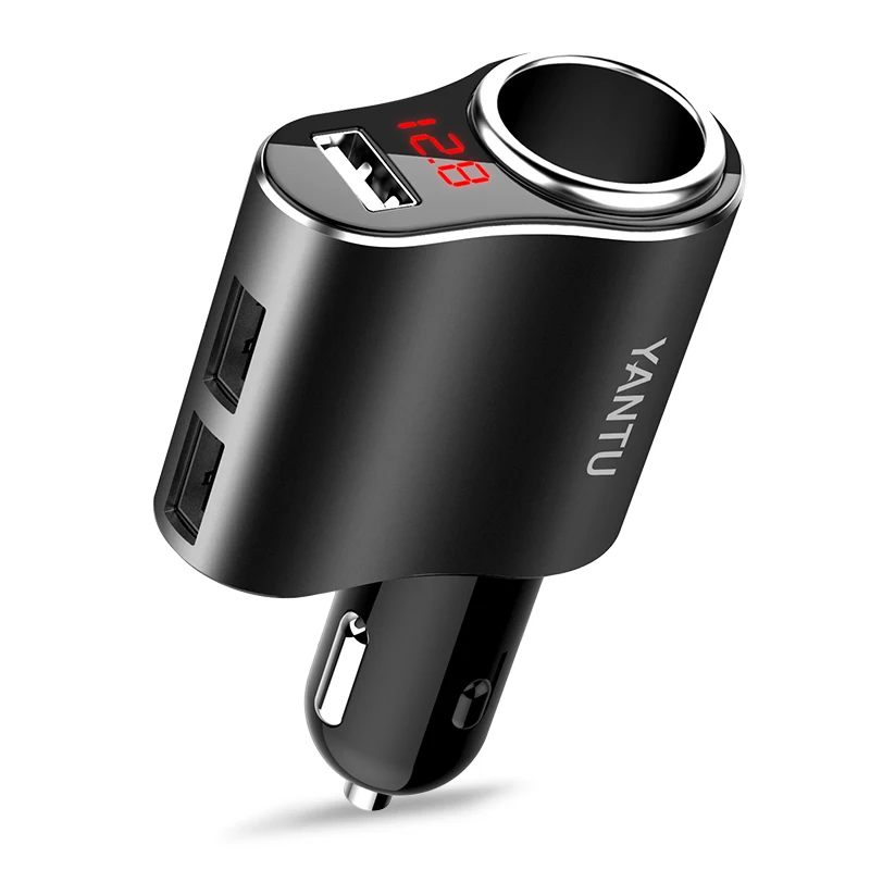 Black 3 USB порта 1 способ Авто розетка адаптер для автомобильного прикуривателя Разветвитель Зажигалка 5 в 3.1A выходная мощность автомобильное зарядное устройство с дисплеем напряжения - Название цвета: Black
