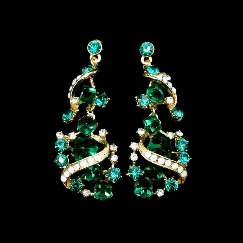 HanCheng New Fashion Luxury Statement Rhinestone Multicolor Cube Crystal Golden Metal Alloy Necklace/Earrings For Women Jewelry | Украшения