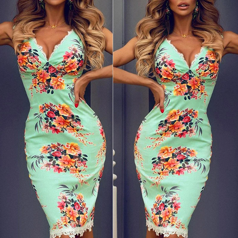 Женские летние платья сексуальное платье с печатным рисунком праздничное