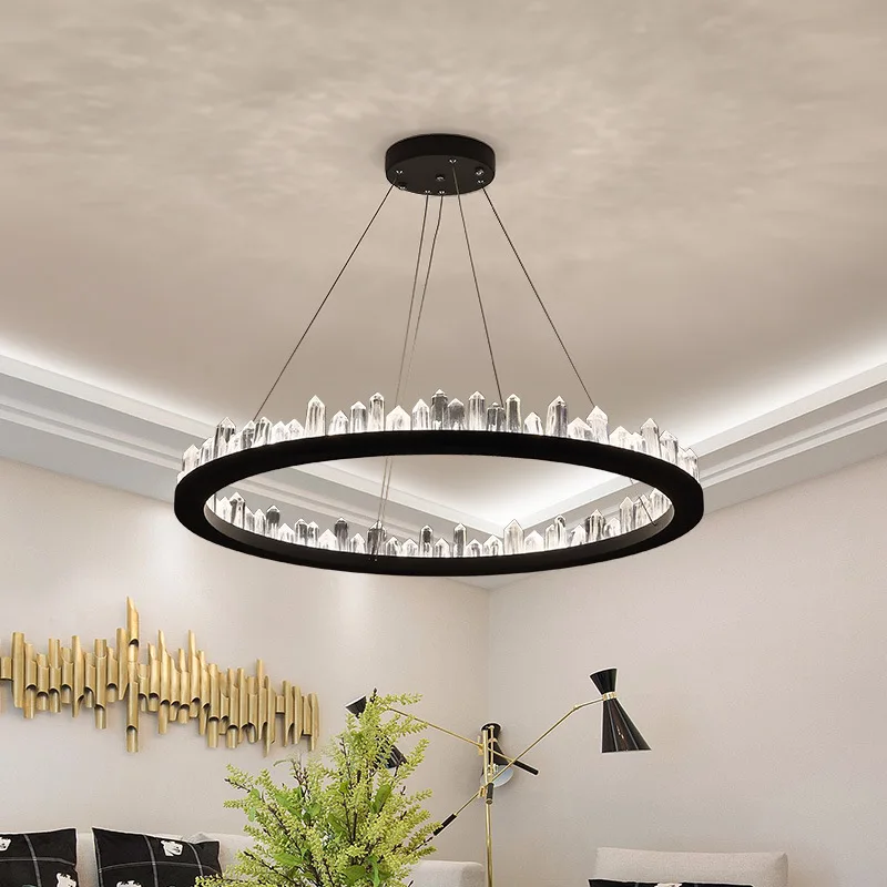 Современные хрустальные подвесные потолочные светильники на кухне