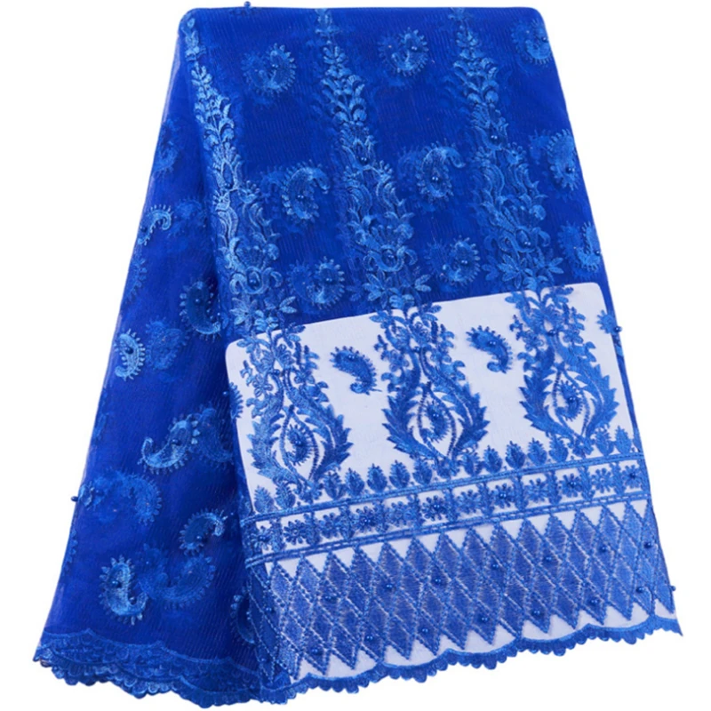 5 ярдов/партия! Африканская кружевная ткань нигерийская с бусинами африканская