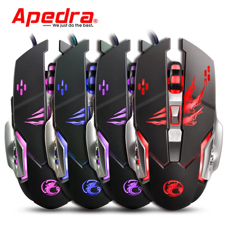 Apedra A8 механическая конструкция USB 6 кнопок Проводная игровая мышь 3200 точек/дюйм