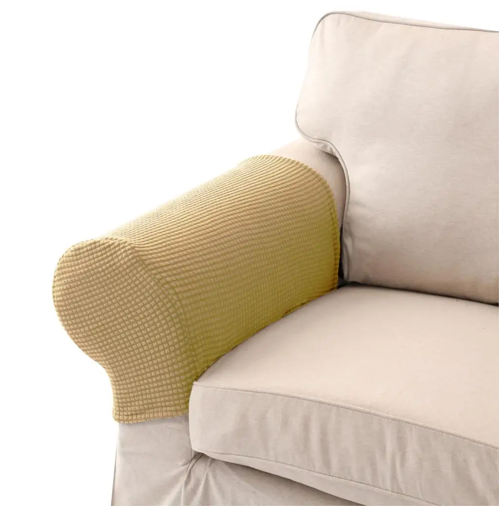 light yellow 2 шт. жаккардовые эластичные Чехлы для дивана, кресла, подлокотники, чехлы для мебели, Защитные чехлы для дивана из спандекса - Цвет: light yellow