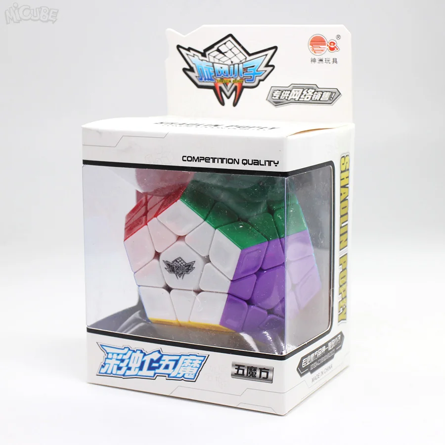 Rainbow-Stickerless Циклон для мальчиков Dodecahedron Megaminxeds 12 Сторон магический скоростной куб кубики для начинающих профессиональная головоломка без струйки Wumofang - Цвет: Rainbow-Stickerless