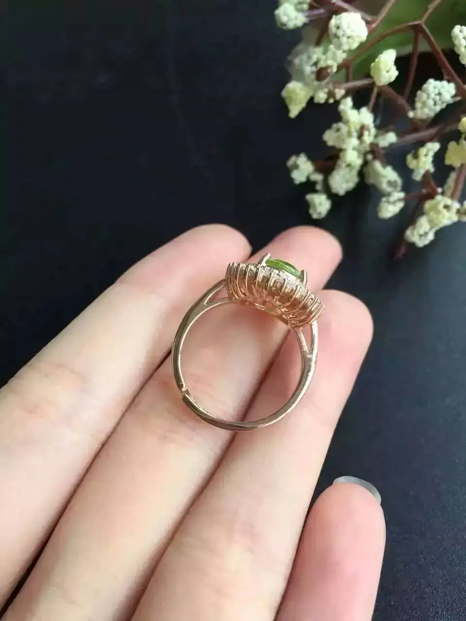 Женское кольцо из перидота серебра s925 пробы 8*10 мм|fine jewelry|gemstone jewelryring peridot |
