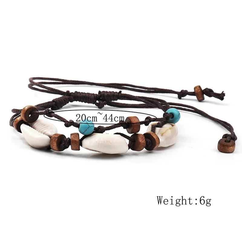 Fashion Bohemian Multiple Layers Wood Beads Anklets For Women Vintage Boho Shell Chain Anklet Bracelet Beach Summer Jewelry | Украшения и