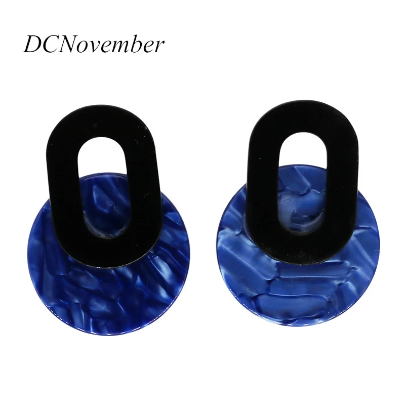 New Fashion Splice Circle Square Shape Acrylic Acetic Acid Stud Earrings Women Girl Studs Geometric Resin Jewelry | Украшения и