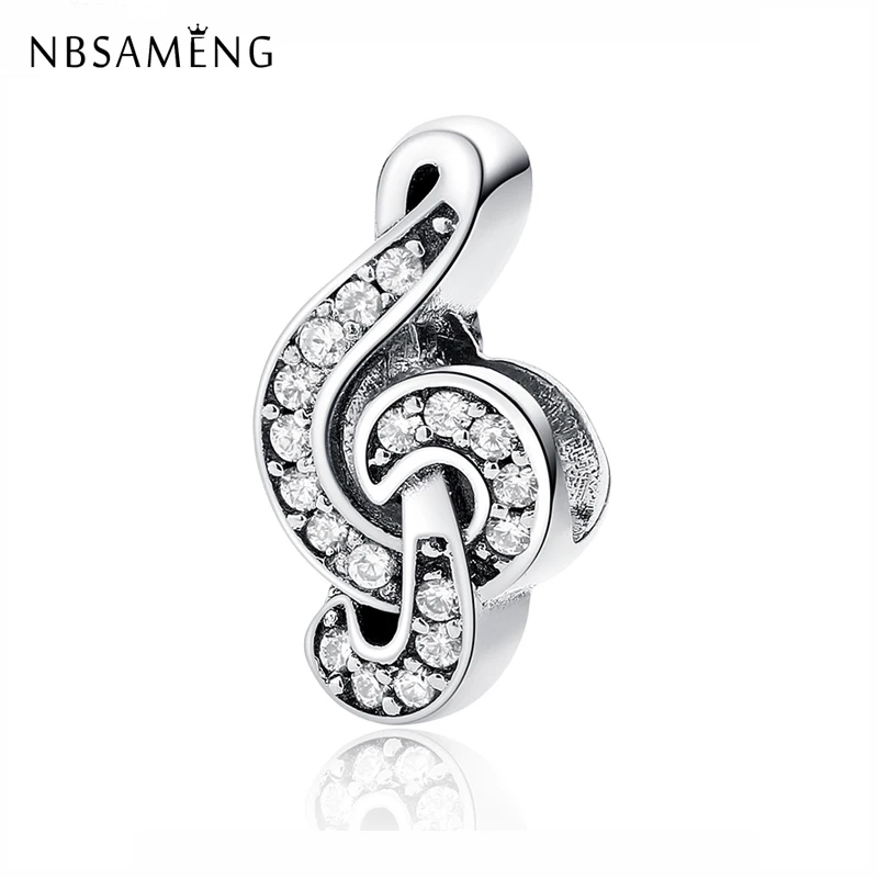 Аутентичные 100% Стерлинговое Серебро 925 пробы с бусинами очарование музыкальная