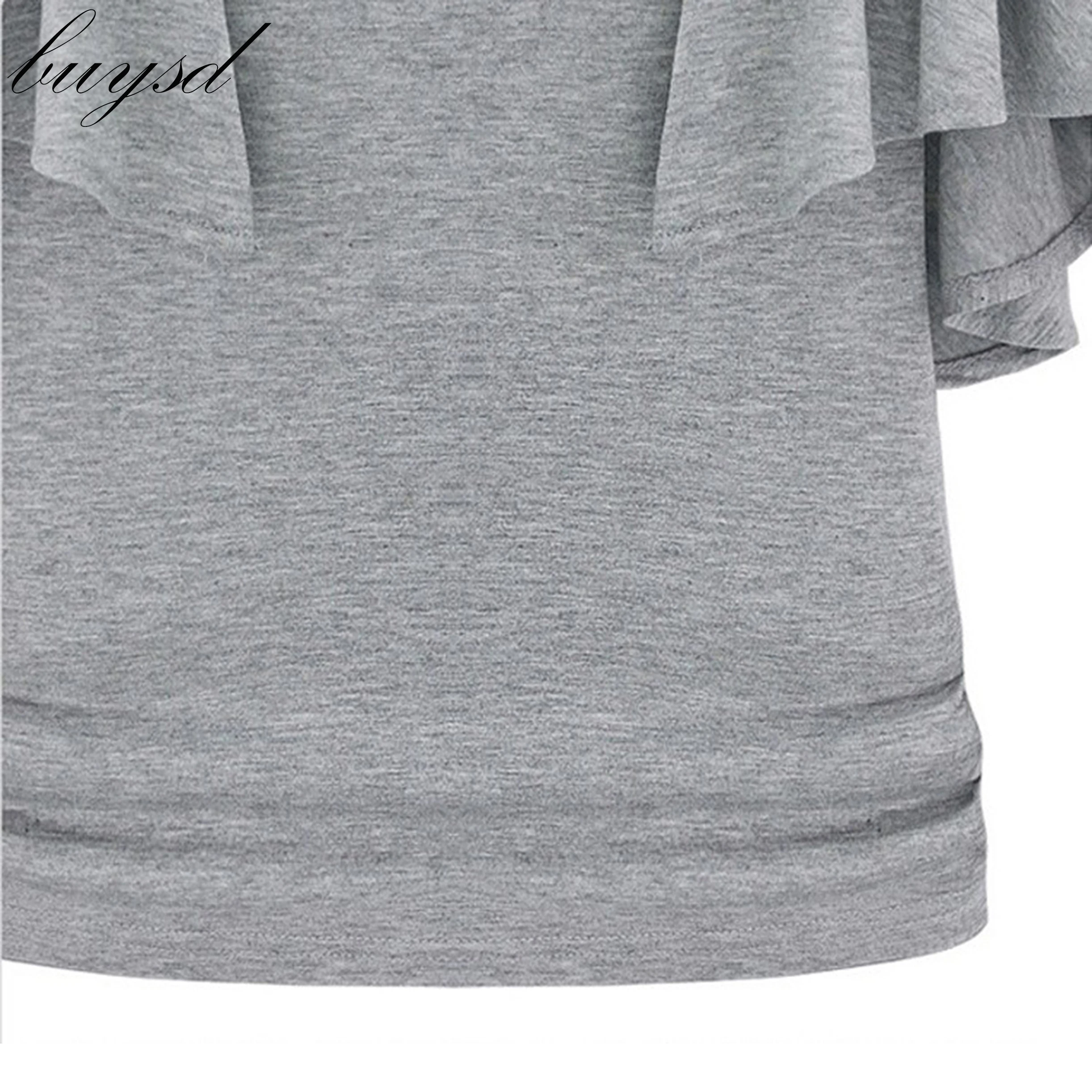 4XL плюс женский размер футболка BUYSD последние серый черный цвет белый рукав
