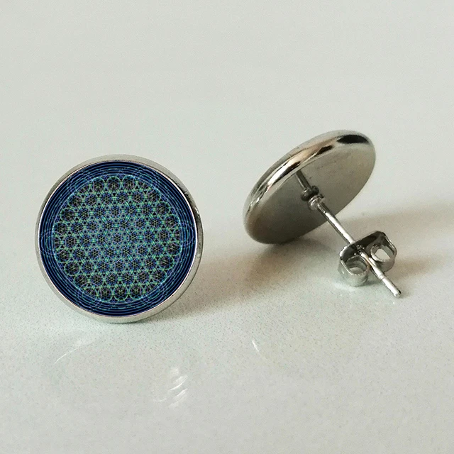 Life Flower Stud Earrings New Fashion Round Glass Retro Jewelry Wedding Gifts | Украшения и аксессуары