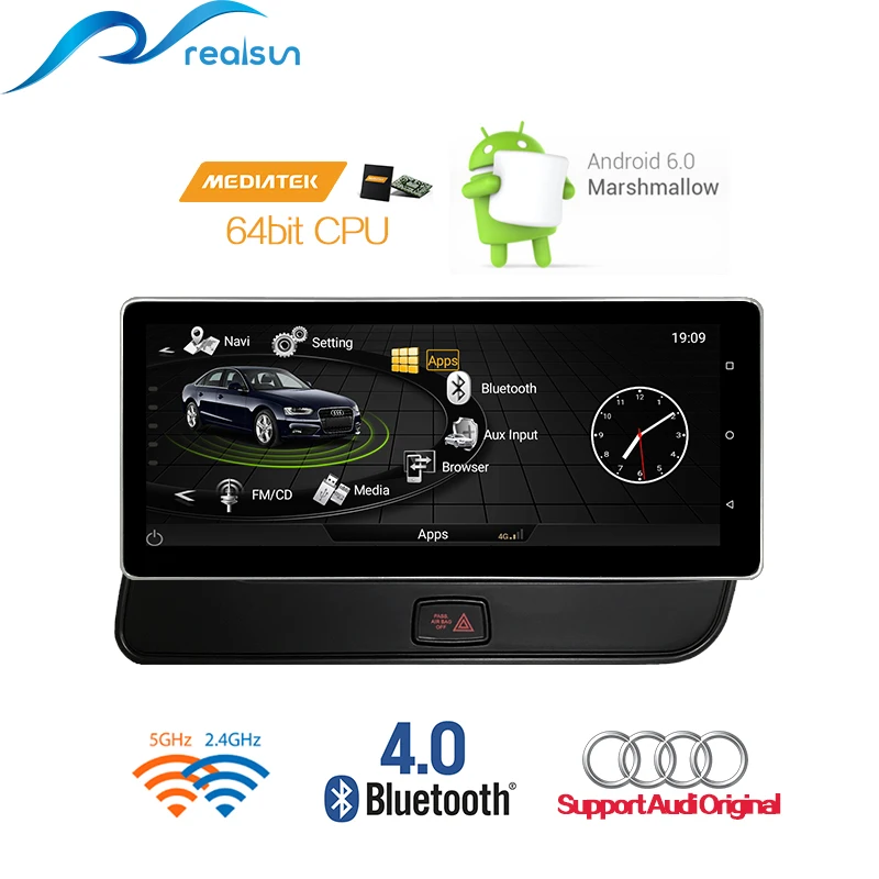 Realsun 10,25 дюймов Audi RHD A4 B8 A5 S4 S5 Q5 концертный MMI 3g ram 32G rom Восьмиядерный Android 7,0 4G сетевая Автомагнитола