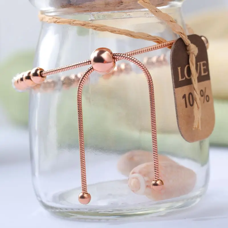 Браслет женский из розового золота с бусинами и цирконами | Украшения аксессуары