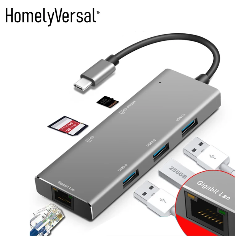 Док станция Type C 3 1 алюминиевая многофункциональная для Macbook Pro HDMI/SD/USB
