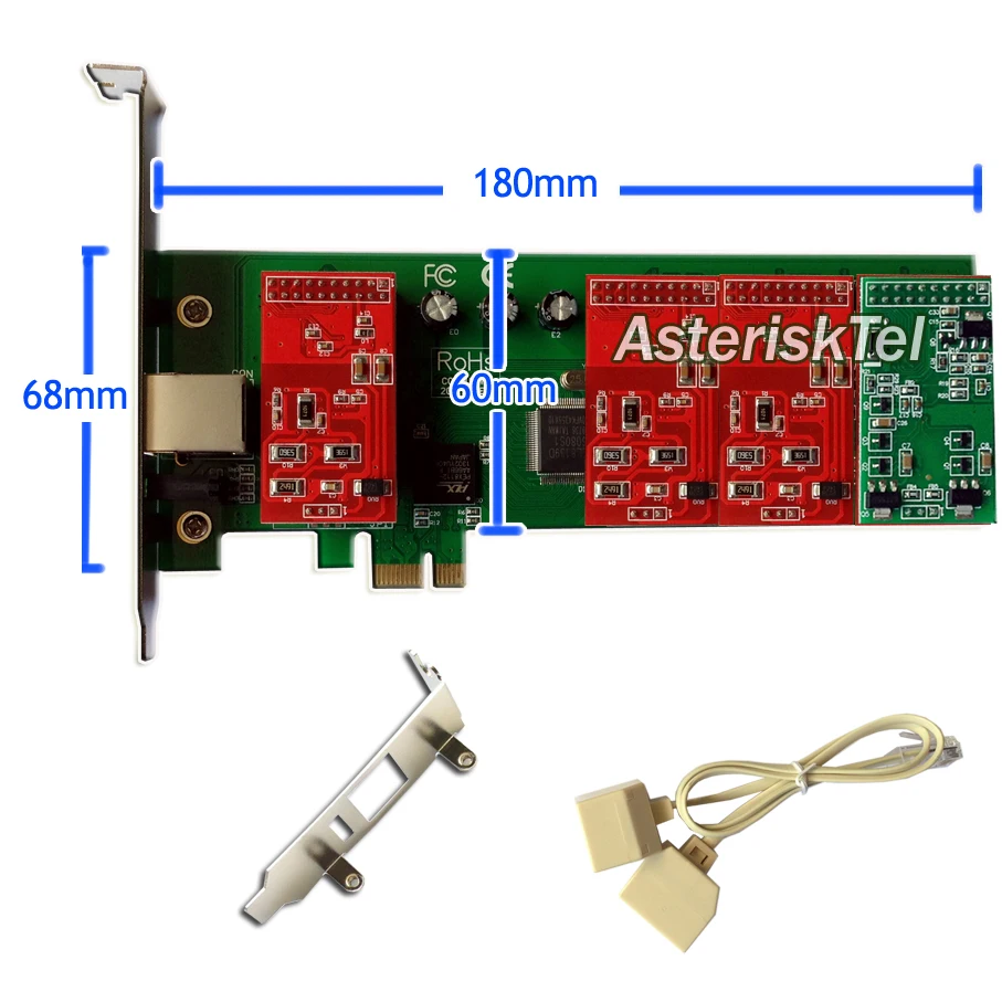 Карта карта памяти Asterisk 4 порт FXS/FXO с низким профилем для 2U поддерживает Issabel freepbx
