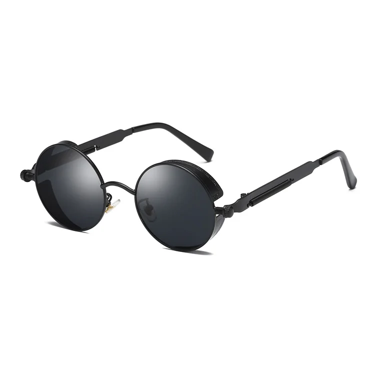 C1 Black MADELINY, новинка, модные круглые солнцезащитные очки для женщин, фирменный дизайн, металлическая оправа, стимпанк, Винтажные Солнцезащитные очки для мужчин и женщин, MA094 - Цвет линз: C1 Black