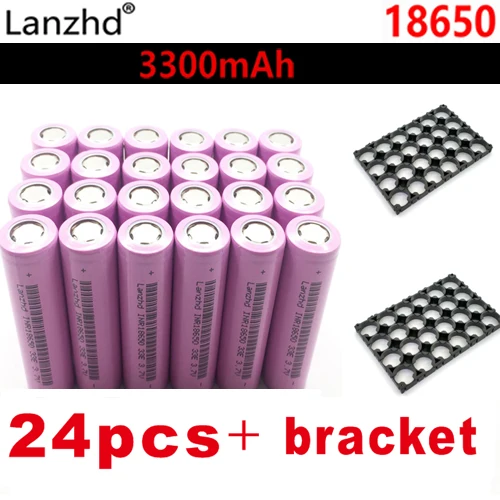 24 pcs and bracket 8-30PCS 18650 Batteries 3.7V Li ion 3300mAh 30A 18650VTC7 INR18650 battery with fixed bracket 18650 Holder and Splicing Bracket - Цвет: 24 pcs and bracket