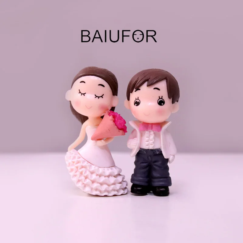 BAIUFOR Doll Couple Lover Bride &amp Groom Terrarium Figurines DIY Fairy Garden Miniature Wedding Cake Decor Valentine's Day Gift | Дом и