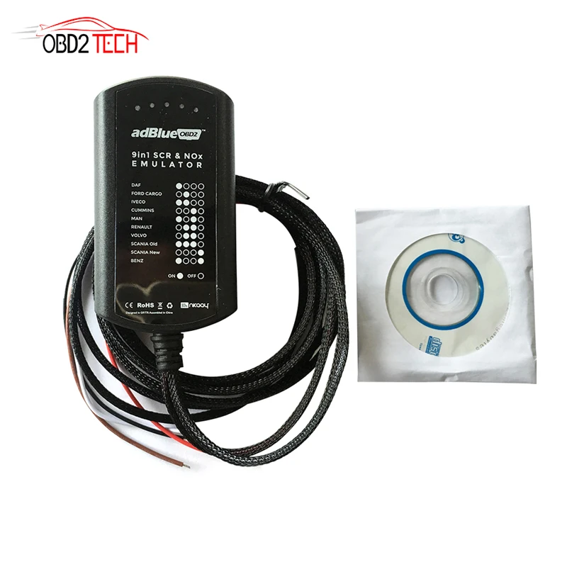 Поддержка Евро 4 и 5 новых Adblue 9in1 Новое поступление 9 в 1 эмулятор с SCR & NOx датчик OBD2