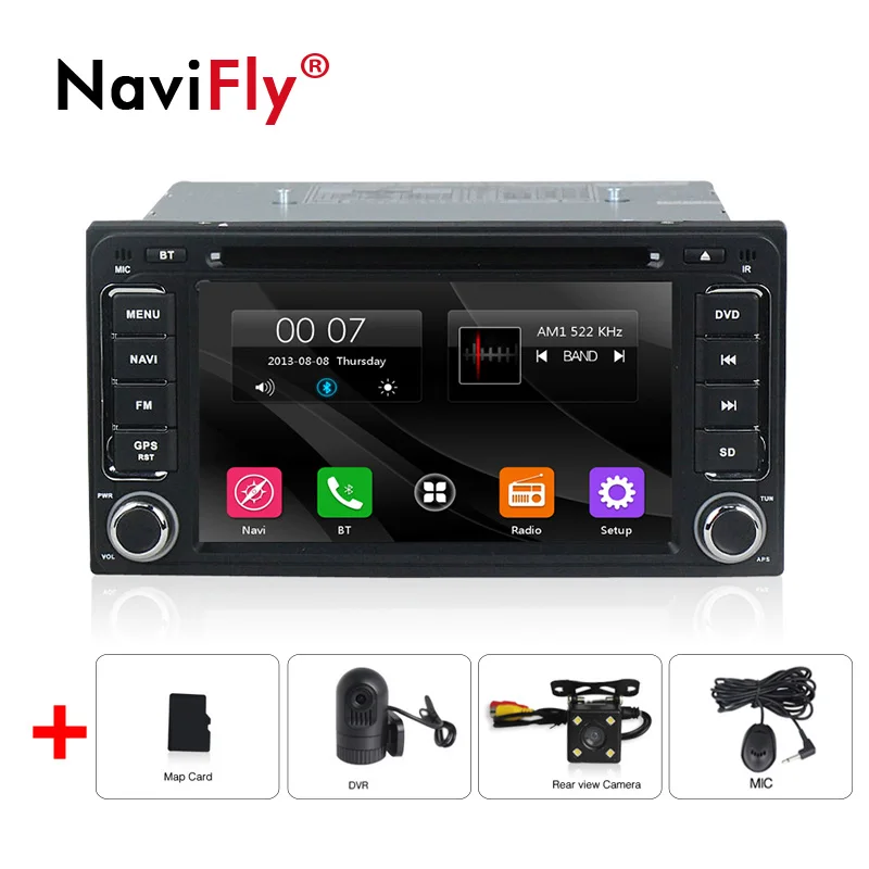 car dvd camera DVR NaviFly 2 din Автомобильный Радио dvd-плеер gps навигация для Toyota Hilux VIOS Camry Corolla Prado RAV4 Prado автомобильный аудио стерео - Цвет: car dvd camera DVR