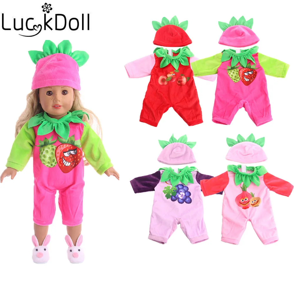 

Пижамный комплект Luckdoll конфетных цветов + шляпа и форма листьев подходят для детей 18 дюймов, лучший подарок для детей