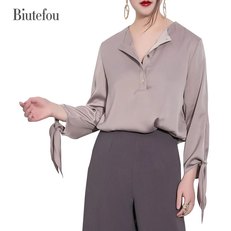 2017 Новая мода Весна женщины Нерегулярные рукава Шифон рубашки 3D Бабочка