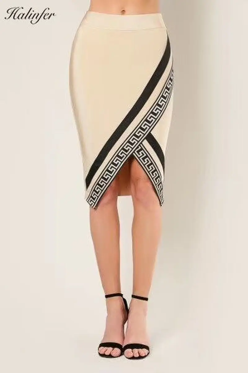Halinfer новые летние женские юбки сексуальные bodycon вилка открытие Формальные бандажные элегантные вечерние платья знаменитостей 3 цветные юбки vestidos
