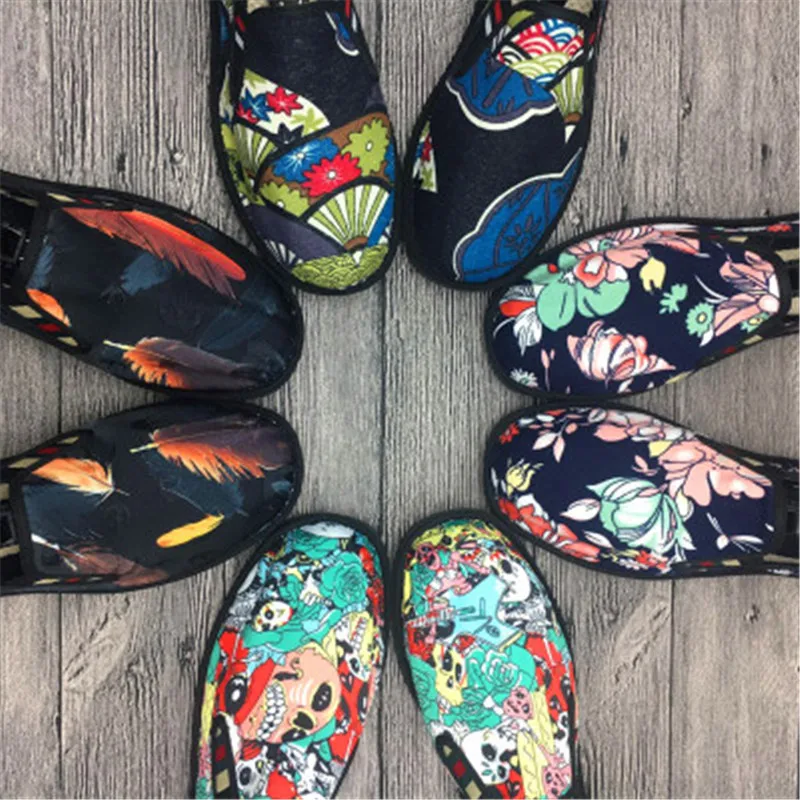 Fashion Flats Shoes Espadrilles Loafers Light Hard-Wearing Rubber Spring Canvas Embroider 2019 Man Women Harajuku | Обувь