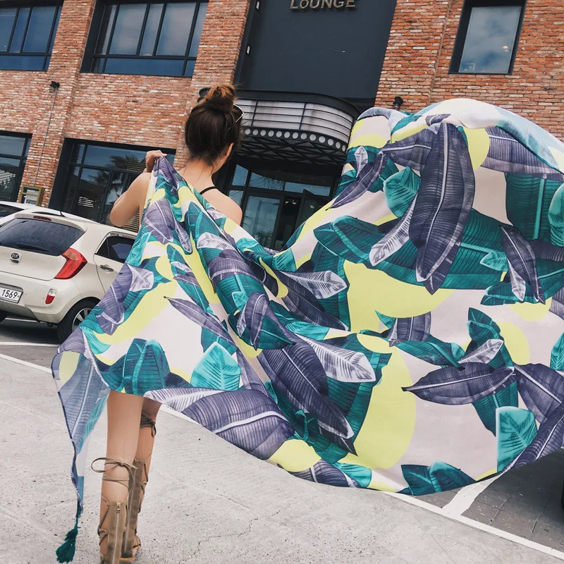 VISROVER летний шарф для женщин Boho kavii этнический Фламинго Шарф роскошный бренд хиджаб Тропический Принт шарф пляжный палантин