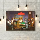 Забавный постер с собаками, играющими в покер и печать, Картина Настенная, крутой Мопс в казино, живопись на холсте, декор для гостиной и дома