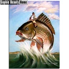 Алмазная вышивка мужская на большой рыбе Мозаика Кристалл 5D Вышивка крестом полная дрель алмазная живопись DIY стикер Декор узор 188158
