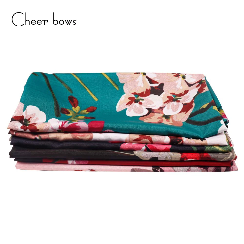 

45*150CM Vintage Fabrics Soft Polyester Flowers Pattern Fabric For DIY Shawl Bandana Headband Clothes Patchwork Sewing Materials