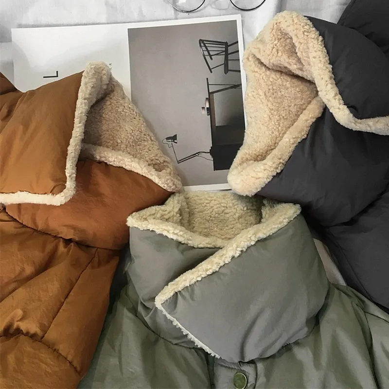 Для женщин зимнее пальто короткая куртка Армейский зеленый Теплый Женский oversize с