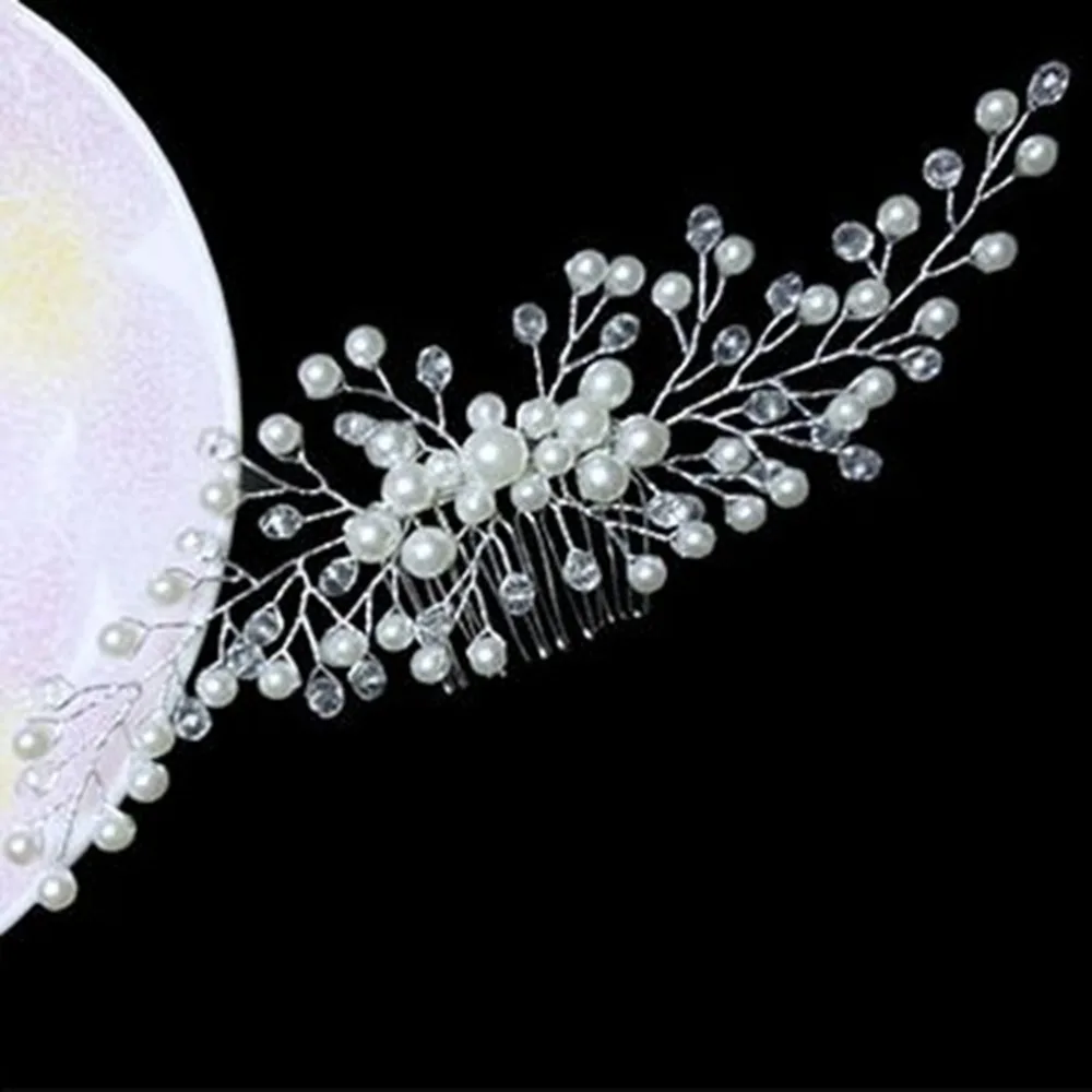 Свадебная повязка на голову с жемчугом Стразы для невесты ручной работы