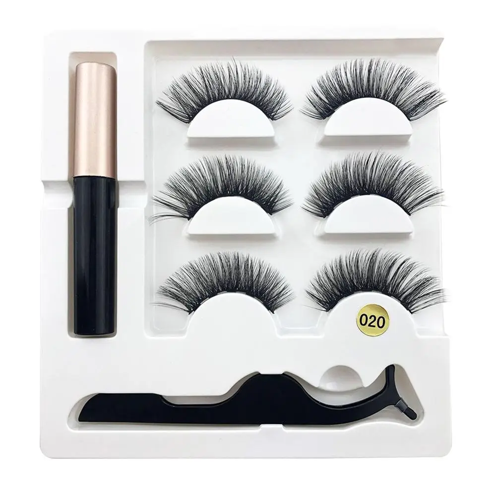 3 пары магнитных ресниц с 1 шт. Магнитная жидкая подводка для глаз Пинцет