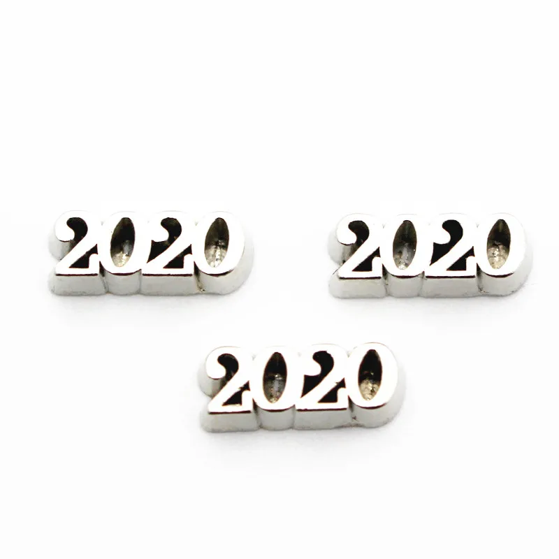 Новейшие 10 шт./лот металлическая эмаль номер 2020 года Серебряные Плавающие