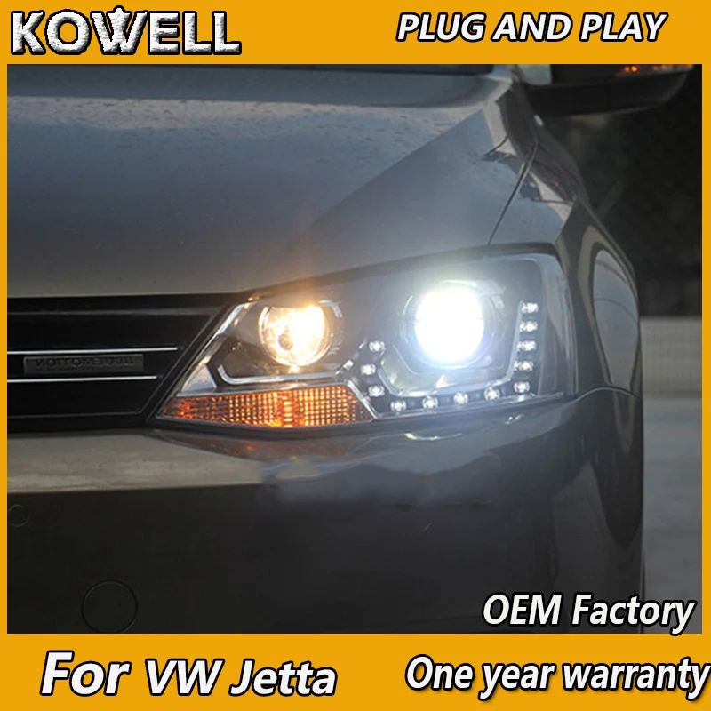 

KOWELL стайлинга автомобилей для VW Jetta MK6 фар 2011-2015 Ангел глаз светодиодный фары DRL Bi Xenon объектив высокого ближнего парковка туман Lamg