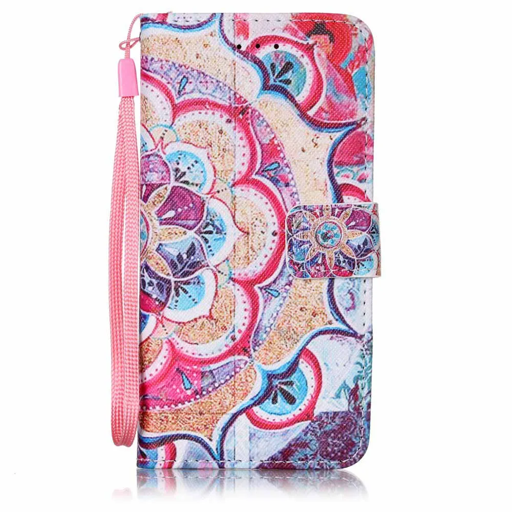 Чехол-бумажник флип-чехол для samsung Galaxy S4 S5 S6 S7 край A3 A310 A5 A510 J5 J510 J7 Обложка для iPhone 6 6s 7 Plus чехол для телефона чехол s - Цвет: Half flower