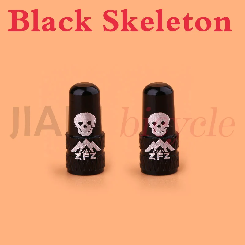 Black Skeleton 2 шт. французский велосипедный клапан для внутренней трубки колпачок s MTB дорожный велосипед алюминиевый сплав велосипедный воздушный клапан для шин Велосипедное оборудование аксессуары - Цвет: Black Skeleton
