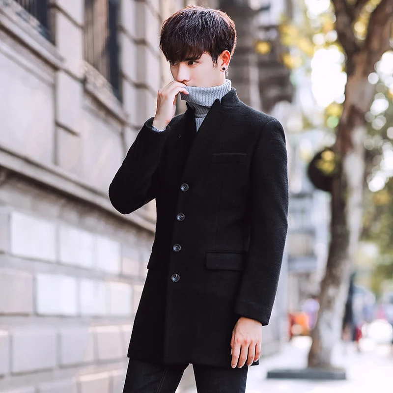 Новинка 2017 Стильное мужское шерстяное пальто высокое качество модный