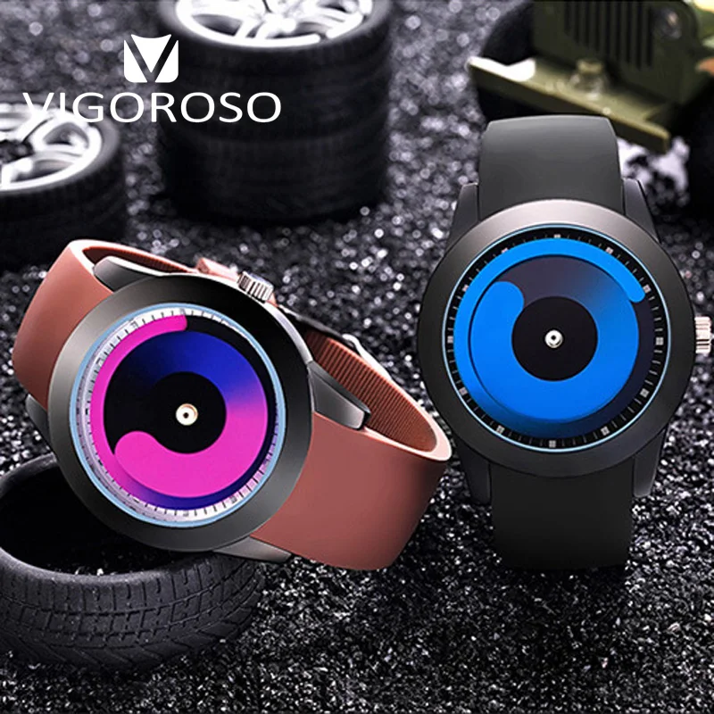 Модные брендовые наручные часы VIGOROSO крутые креативные Дизайнерские мужские и